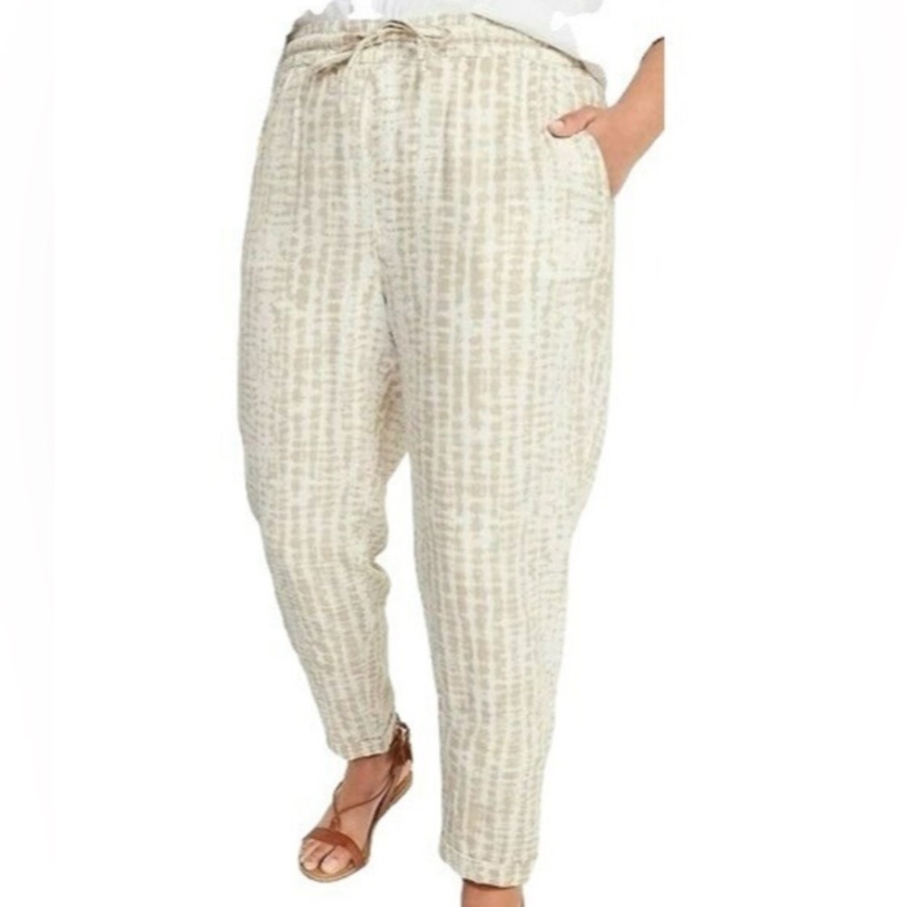 Lagenlook Coastal Beach Old navy high rise tie dye linen blend Drawstring pants